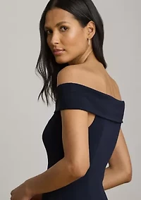 Crepe Off-the-Shoulder Gown