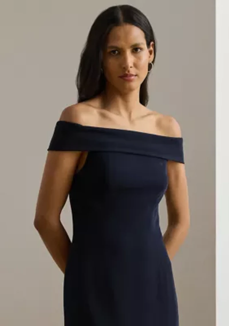 Crepe Off-the-Shoulder Gown