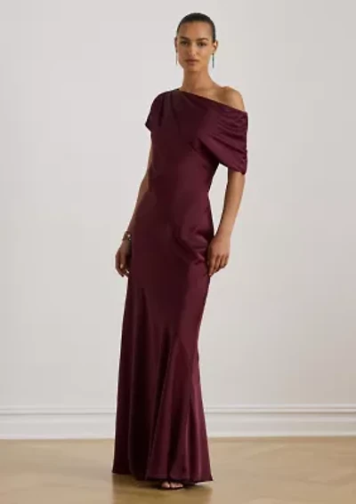 Women's Satin Charmeuse Off-the-Shoulder Gown