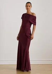 Women's Satin Charmeuse Off-the-Shoulder Gown