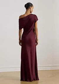 Women's Satin Charmeuse Off-the-Shoulder Gown