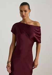Women's Satin Charmeuse Off-the-Shoulder Gown