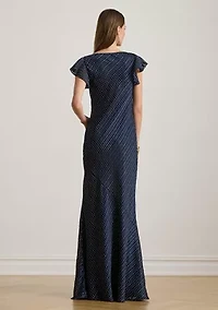 Women's Polka-Dot Burn-Out Satin Cowl Neck Gown