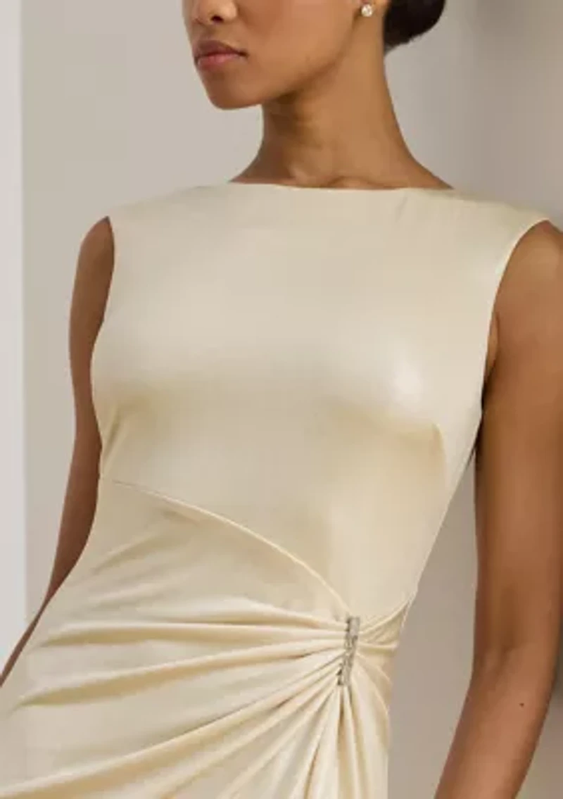 Women's Buckle-Trim Metallic Jersey Gown