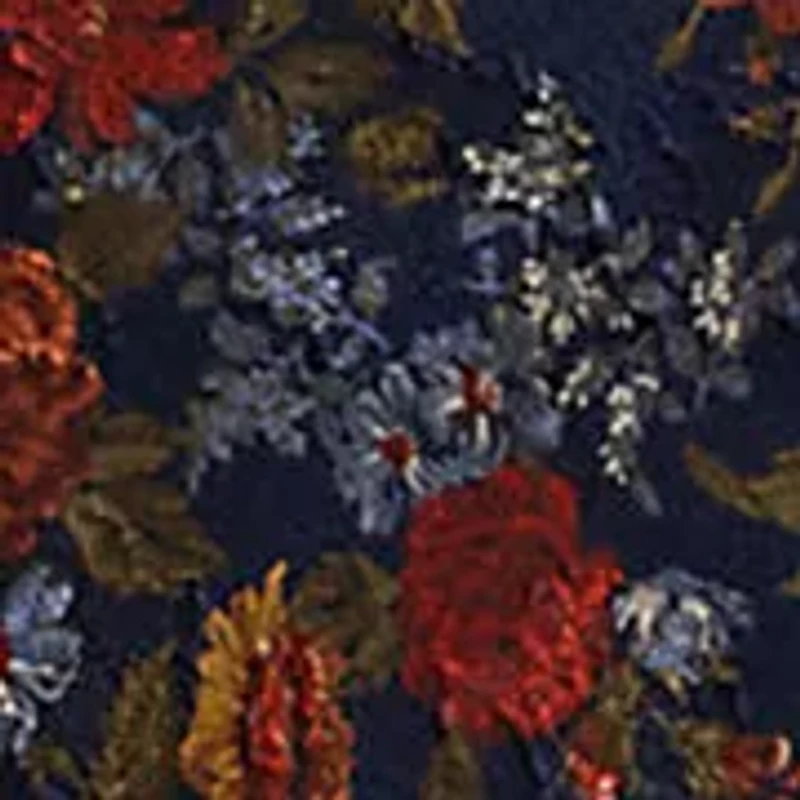 Floral Clipped Jacquard Cowlneck Gown