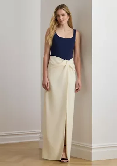 Women's Double-Faced Crepe Halter Gown