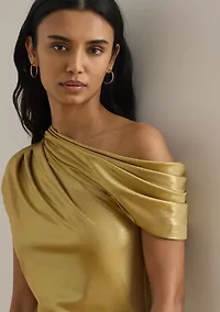 Women's Metallic Jersey Off-the-Shoulder Gown