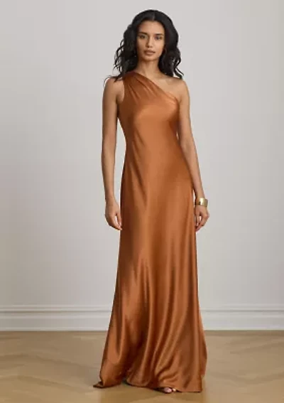 Women's Satin Charmeuse One-Shoulder Gown