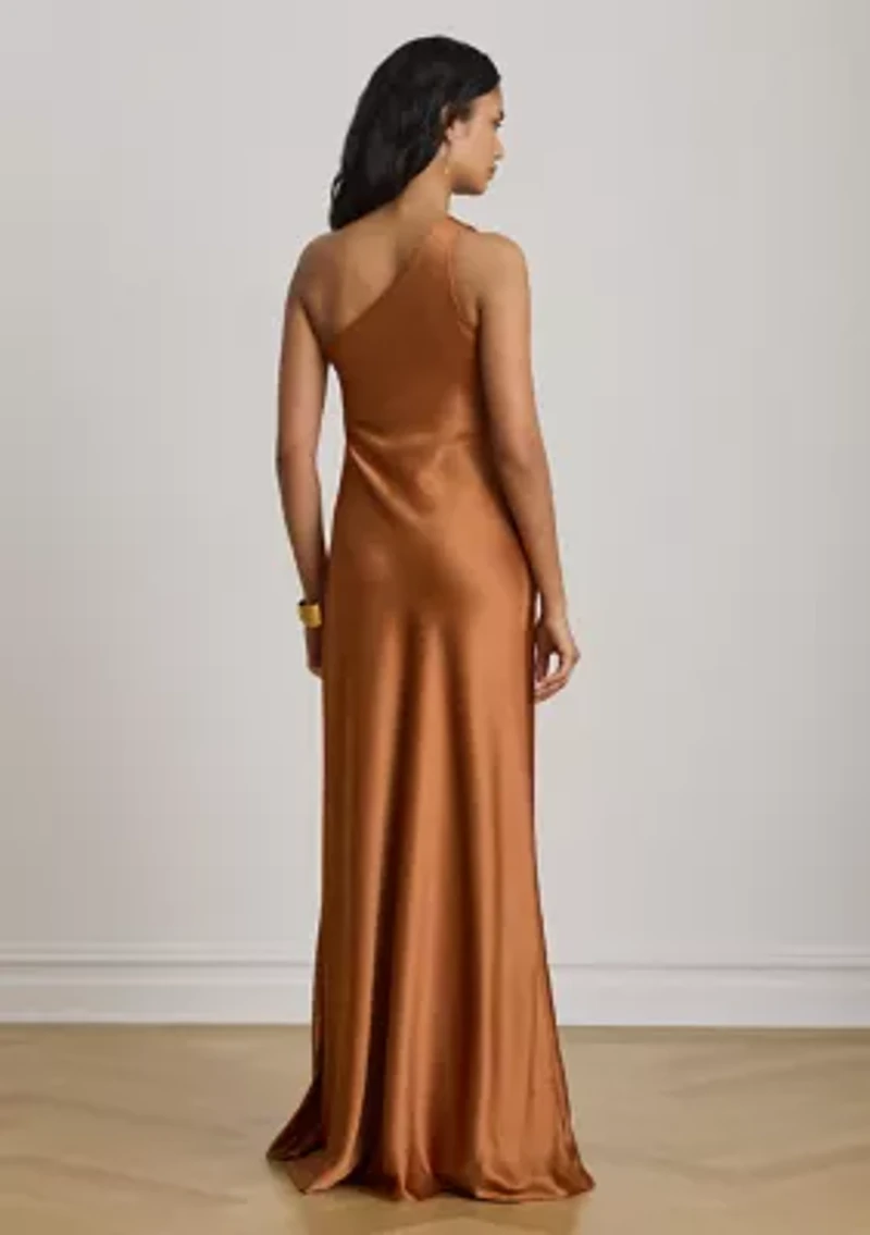 Women's Satin Charmeuse One-Shoulder Gown