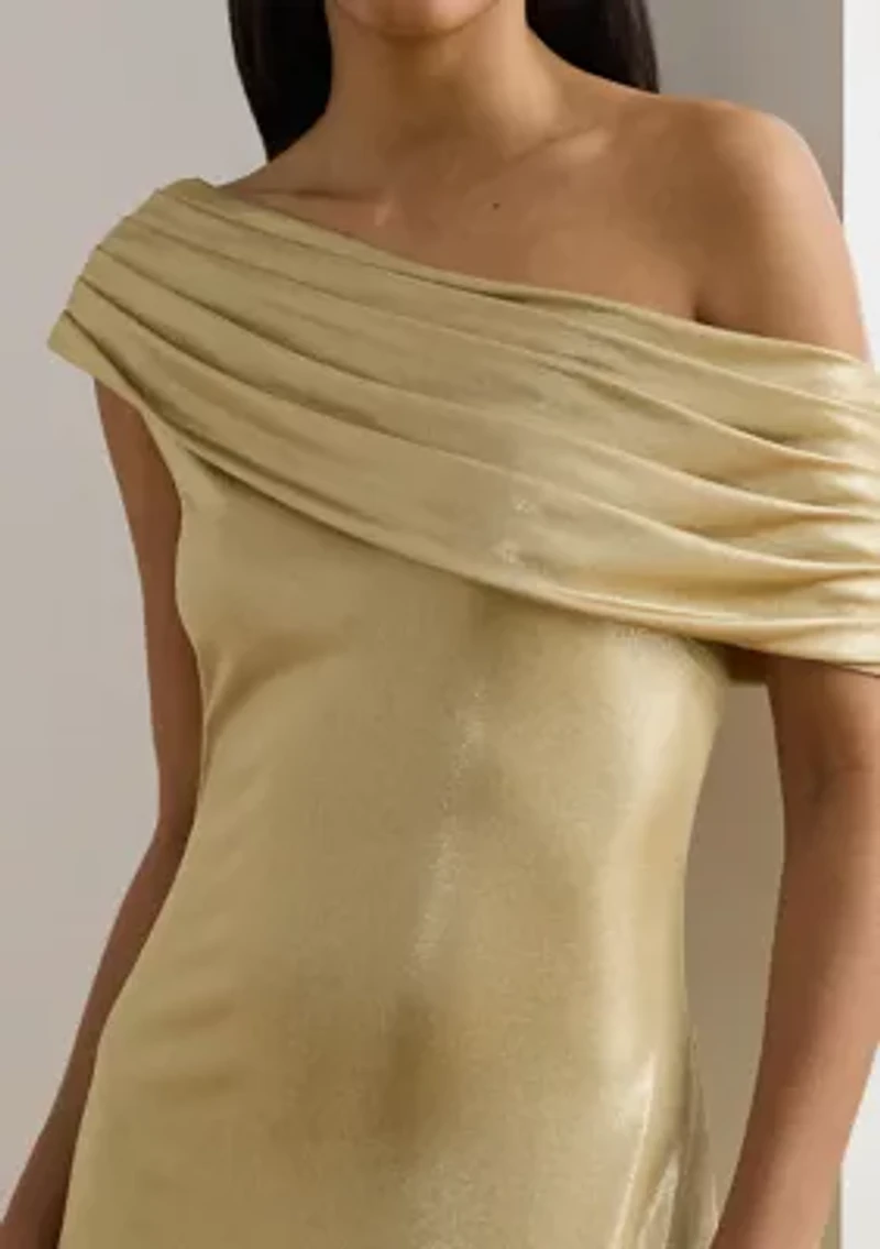Women's Metallic Jersey Off The Shoulder Gown