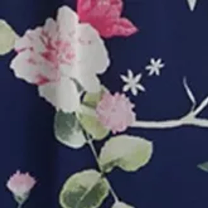 Women's Short Sleeve Floral Print Chiffon Midi Dress