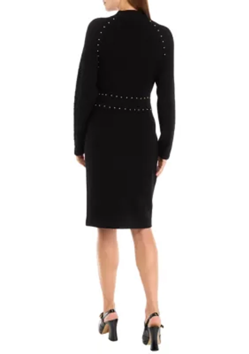 Women's Long Sleeve Turtleneck Sheath Sweater Dress