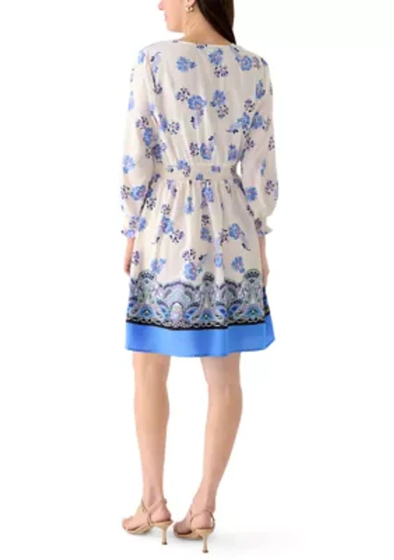 Women's Long Sleeve Print Mini Dress