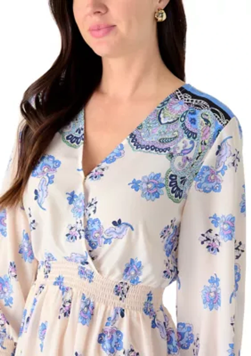 Women's Long Sleeve Print Mini Dress