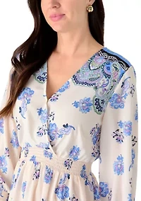 Women's Long Sleeve Print Mini Dress