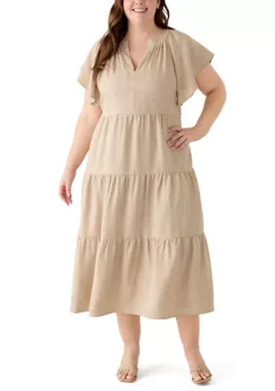 Plus Tiered Midi Dress