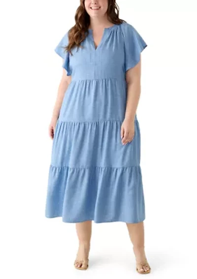 Plus Tiered Midi Dress