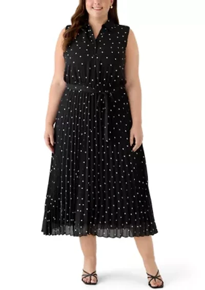 Plus Pleated Midi Dress