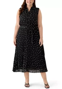 Plus Pleated Midi Dress