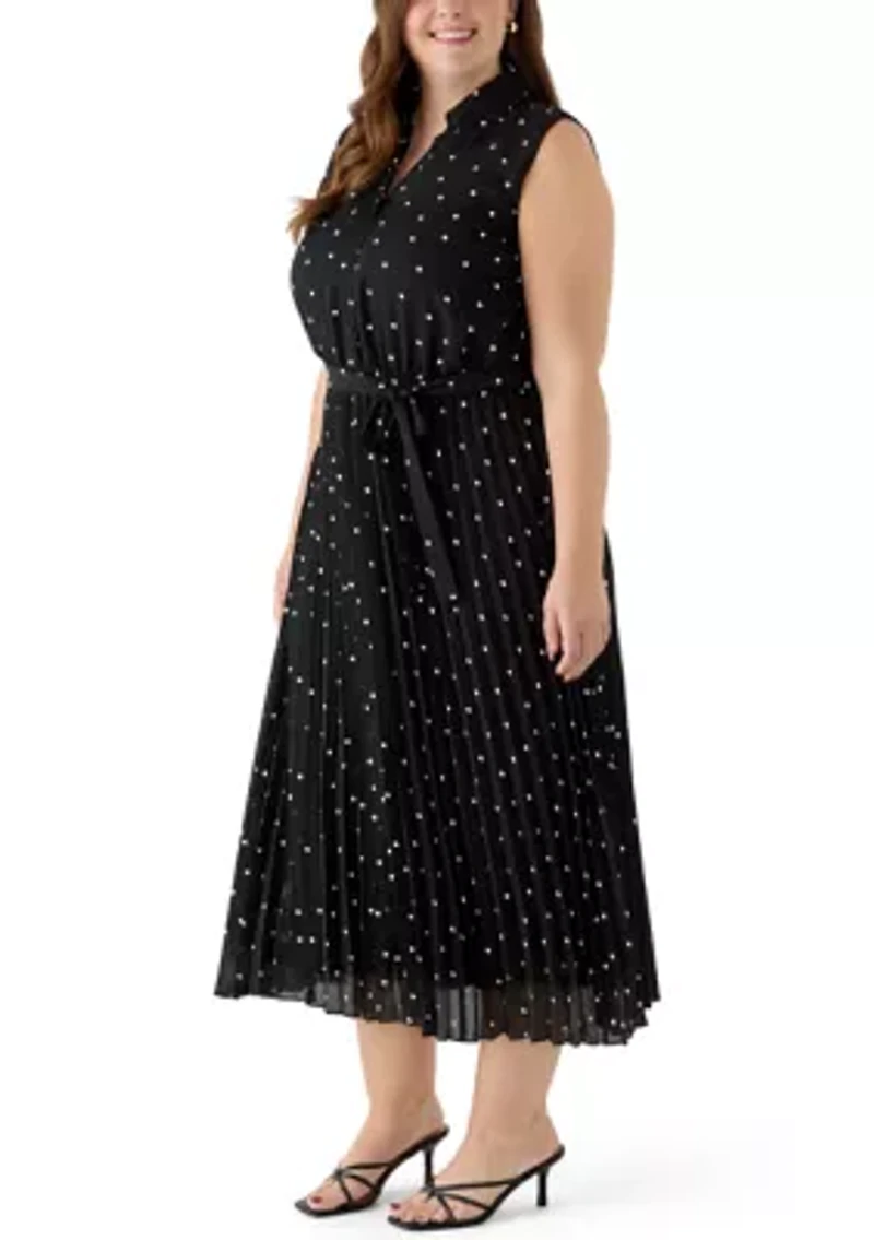 Plus Pleated Midi Dress
