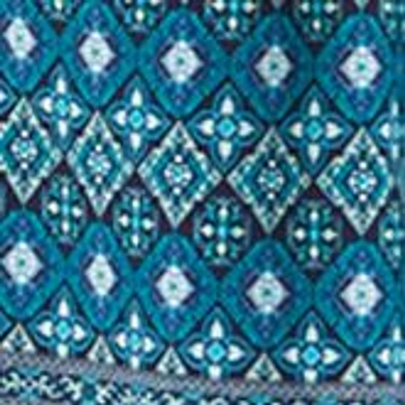 Women's Short Sleeve V-Neck Printed Fit and Flare Dress