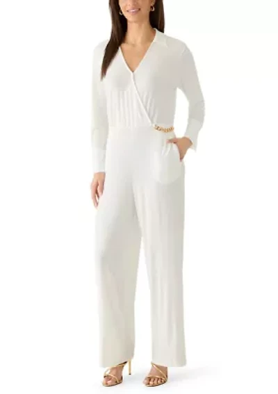 Women's Surplice Hardware Jumpsuit