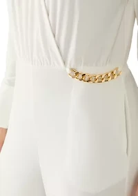 Women's Surplice Hardware Jumpsuit