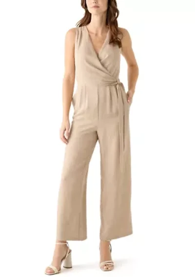 Women's Sleeveless Tie Waist V-Neck Jumpsuit