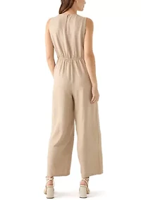 Women's Sleeveless Tie Waist V-Neck Jumpsuit