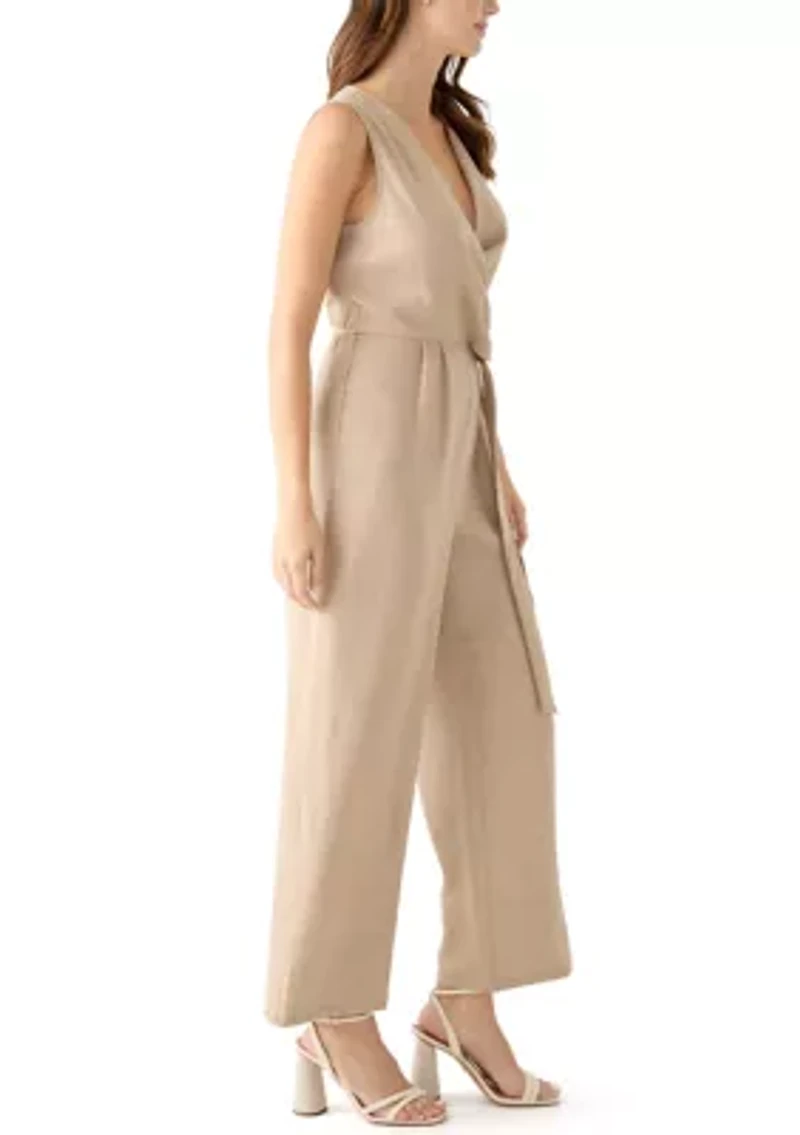 Women's Sleeveless Tie Waist V-Neck Jumpsuit