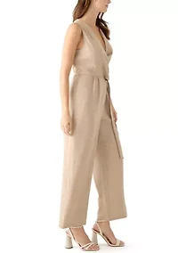 Women's Sleeveless Tie Waist V-Neck Jumpsuit