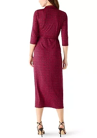 Women's 3/4 Sleeve Geo Print Wrap Dress