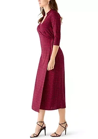 Women's 3/4 Sleeve Geo Print Wrap Dress