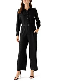 Women's 3/4 Button Front Jumpsuit