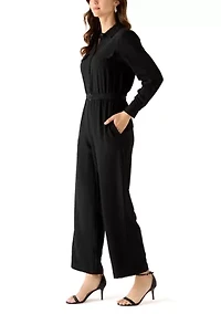 Women's 3/4 Button Front Jumpsuit