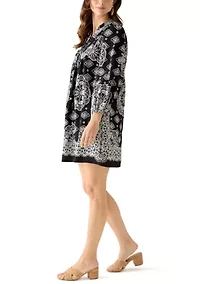 Women's 3/4 Sleeve Bandana Print Dress