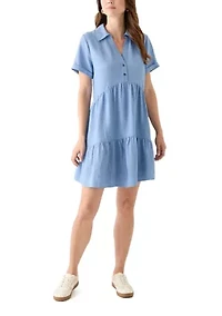 Women's Short Sleeve Collar Neck Babydoll Dress