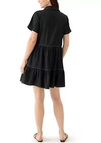 Women's Short Sleeve Collar Denim Mini Dress