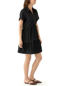 Women's Short Sleeve Collar Denim Mini Dress