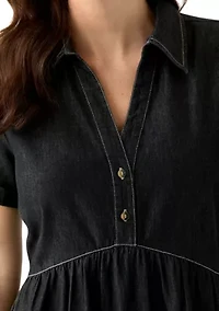 Women's Short Sleeve Collar Denim Mini Dress
