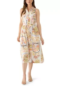 Women's Sleeveless Printed Shirt Dress