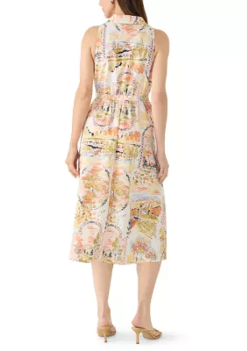 Women's Sleeveless Printed Shirt Dress