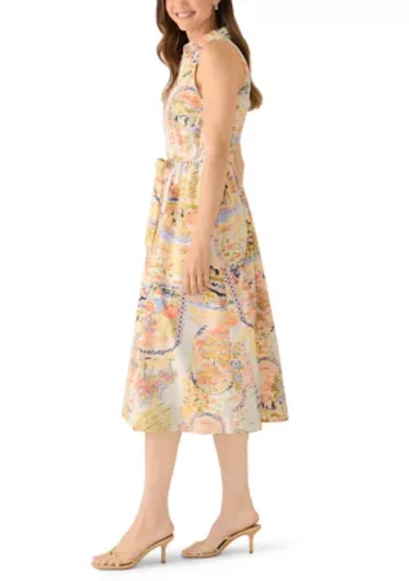 Women's Sleeveless Printed Shirt Dress