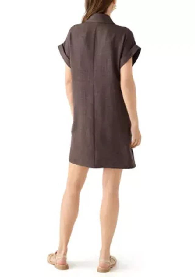 maeve short-sleeve collared scallop mini dress Maeve Short-Sleeve Collared Mini Shirt Dress