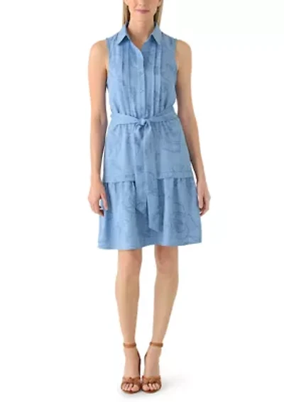 Women's Sleeveless Printed Ruffle Hem Mini Dress