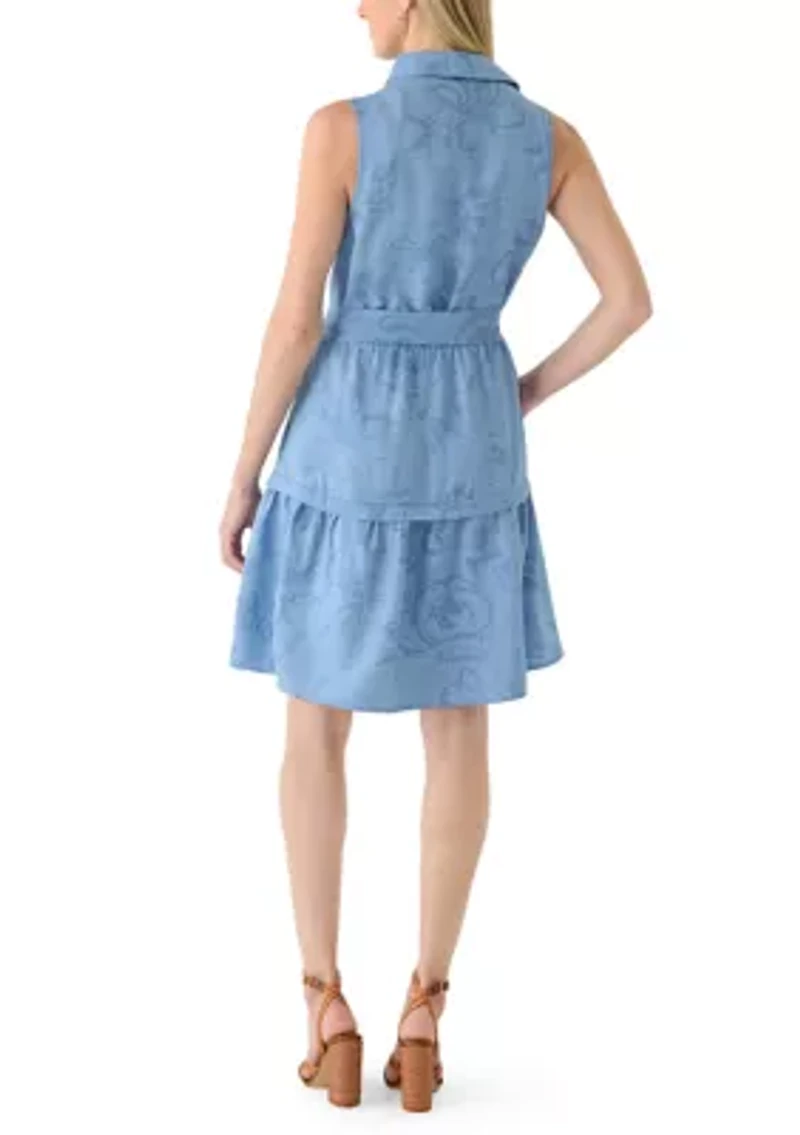 Women's Sleeveless Printed Ruffle Hem Mini Dress