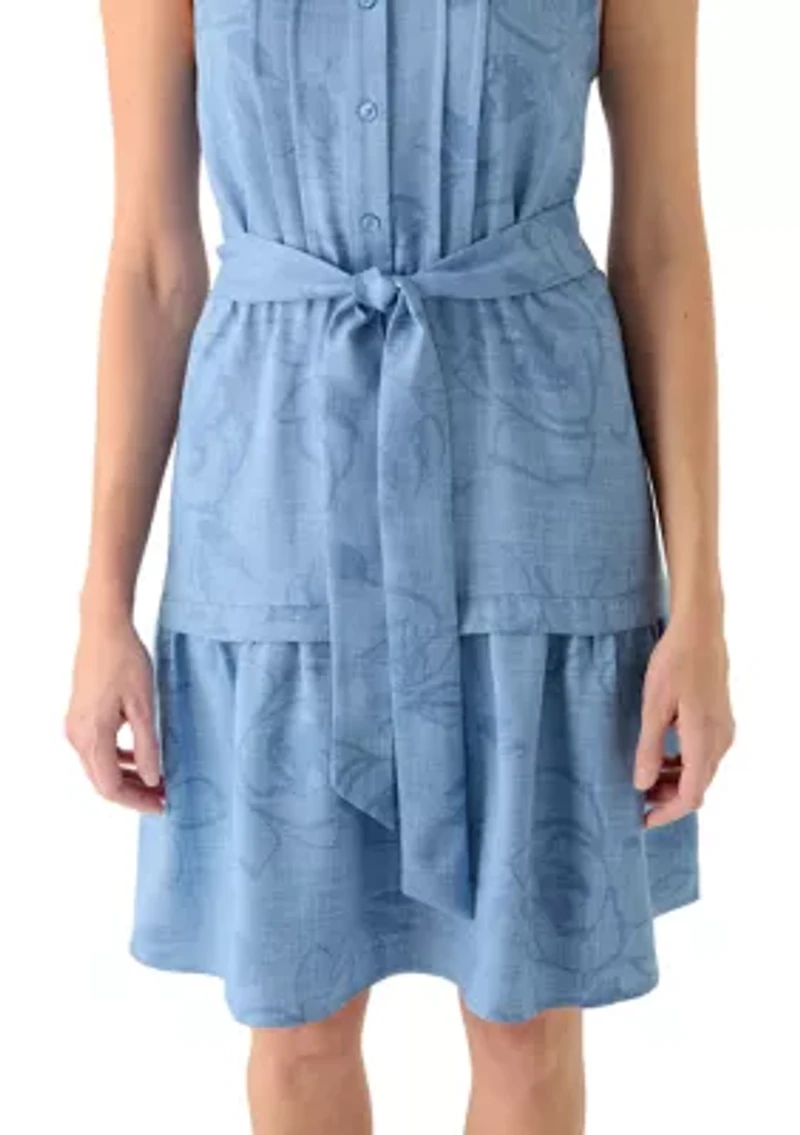 Women's Sleeveless Printed Ruffle Hem Mini Dress