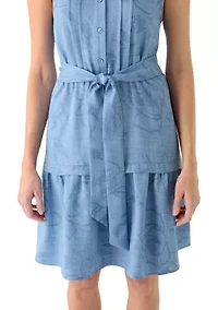 Women's Sleeveless Printed Ruffle Hem Mini Dress