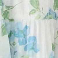 Women's Flutter Sleeve Crew Neck Floral Print Midi Dress