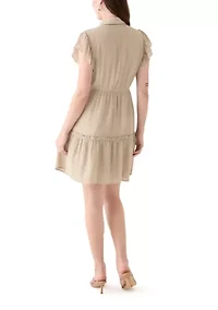 Women's Flutter Sleeve Solid A-Line Dress